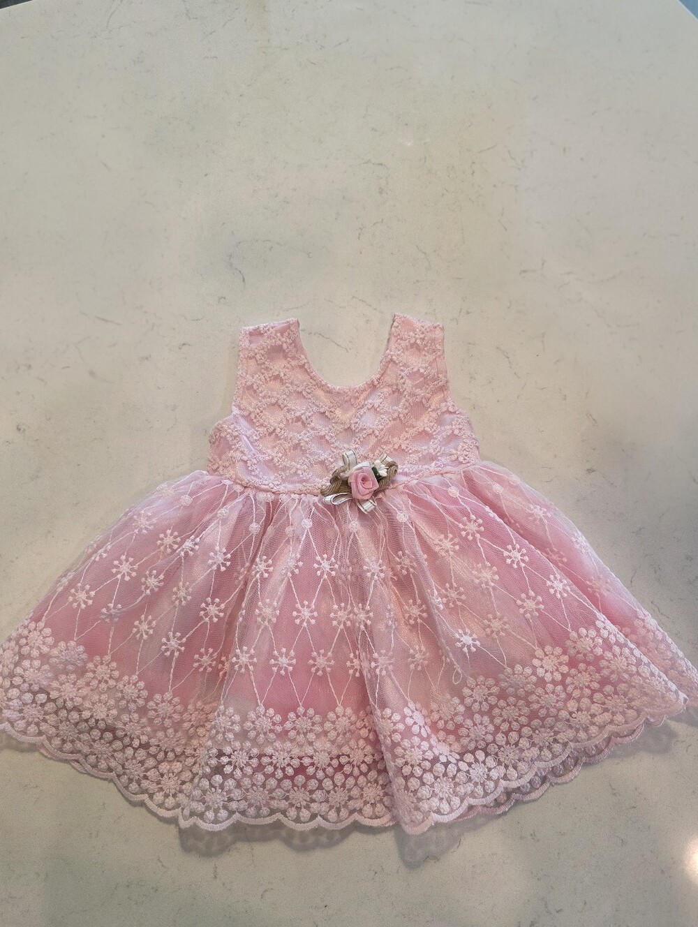 Pink Lace Floral Tulle Party Dress for Kids